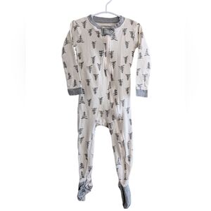 Burt's Bees Baby Cream and Gray Tree Print Footie 12m Organic Cotton